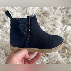 Navy blue zip up booties